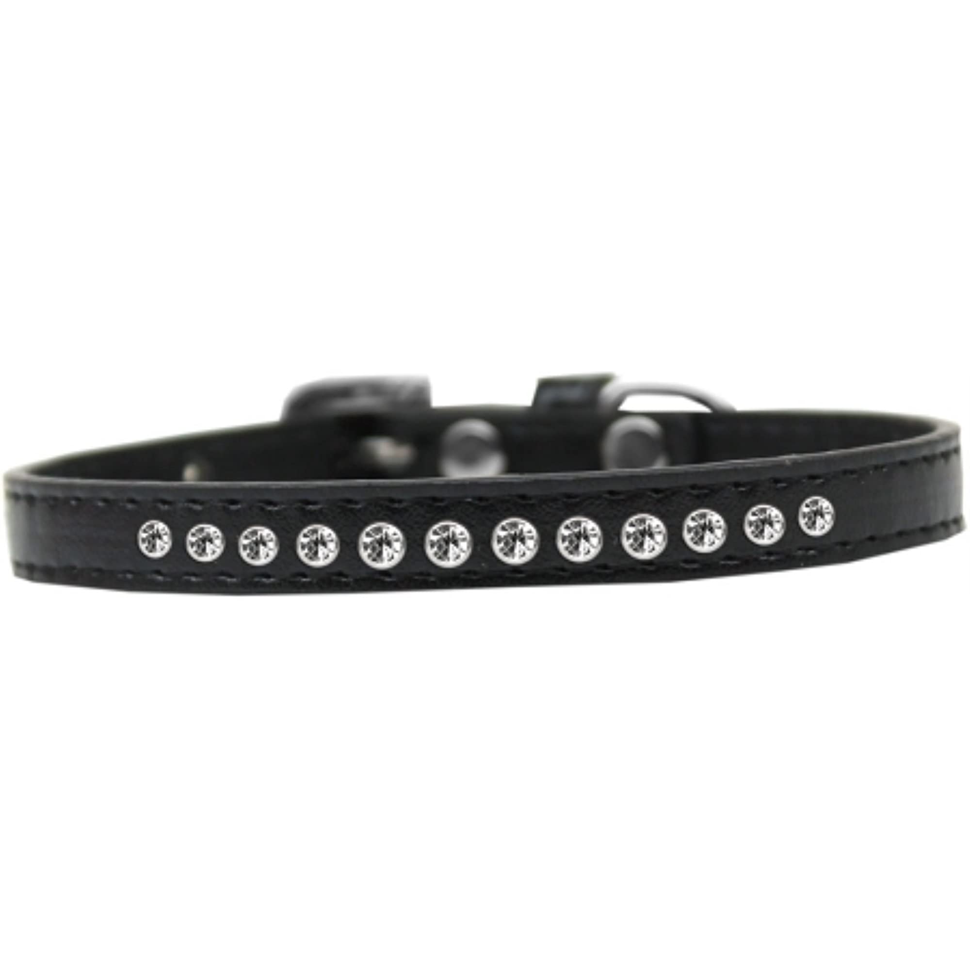 Mirage Pet Products Clear Crystal Puppy Dog Collar Size 8 Black