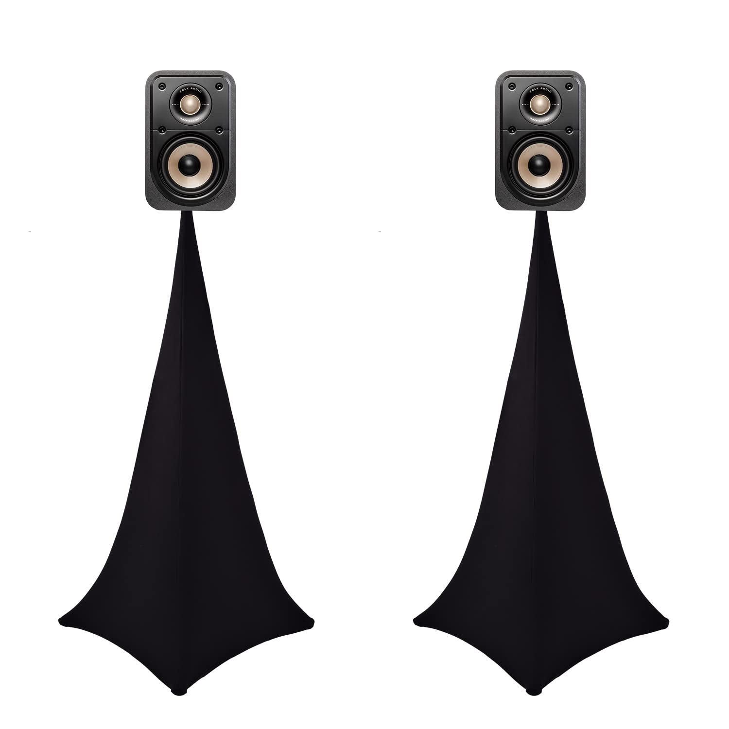 Speaker Stand cover Tripod Stand Skirt, DJ Speaker Stand Tripod cover Scrim 360 Degree coverage(Black-Two Pack)
