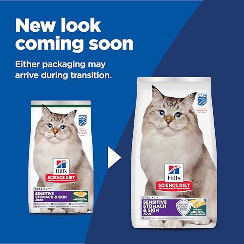Hills Science Diet Sensitive Stomach & Skin, Adult 1-6, Stomach & Skin Sensitivity Support, Dry Cat Food, Pollock & Barley, 3.5