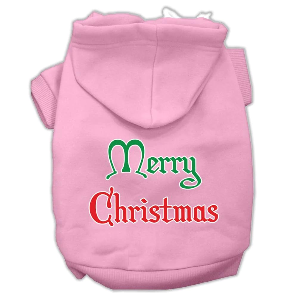 Christmas Pet Dog & Cat Hoodie Screen Printed, Merry Christmas Black Xs (0-3 Lbs.)