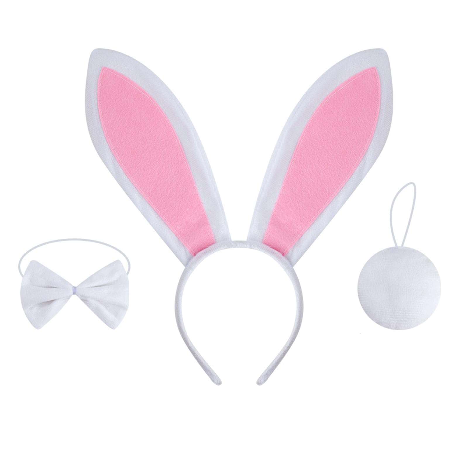 Elegant Little Tail Easter Dog Headband - 3Pcs Pet Pink Rabbit Ears Headbands With Bowtie For Puppy Party Cute Dog Head Accessor