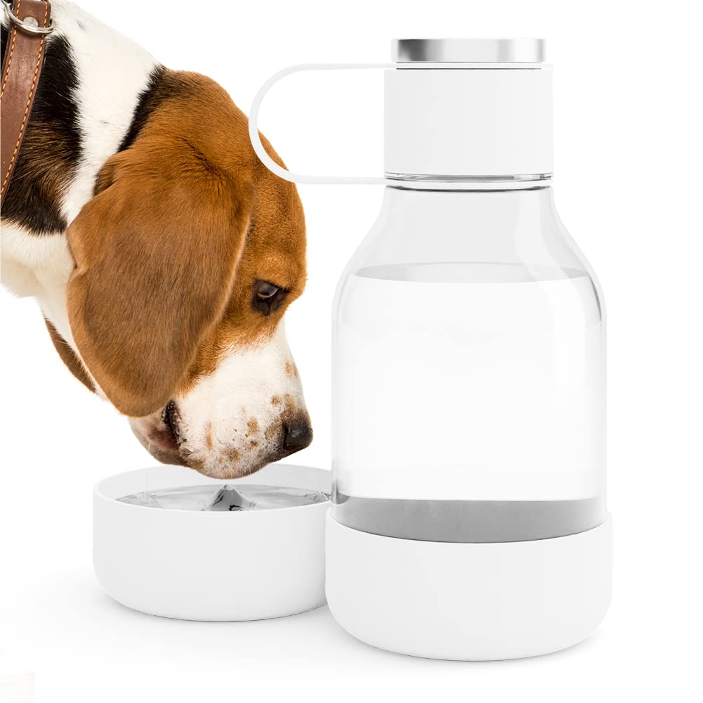 Asobu Tritan Water Bottle With Dog Bowl Attached 50 Ounces (White)