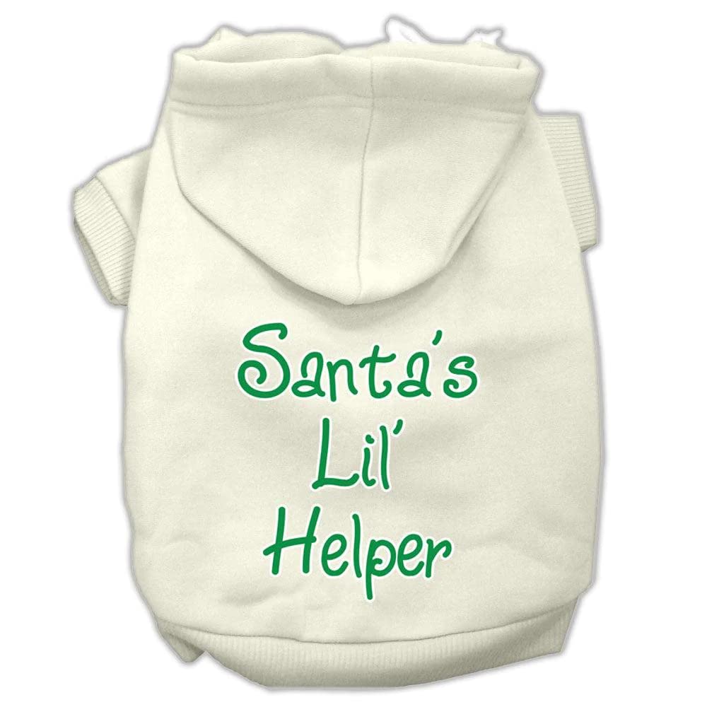 Christmas Pet Dog & Cat Hoodie Screen Printed, Santa's Lil Helper Gray LG (10-14 lbs.)