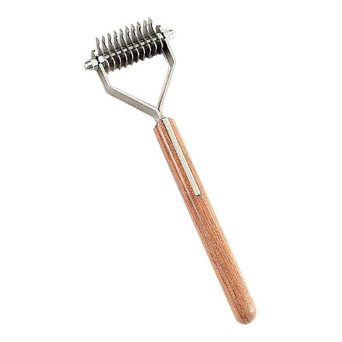 Mars Coat King Dematting Undercoat Grooming Rake Stripper Tool For Dogs And Cats, Stainless Steel With Wooden Handle For Thick Coats, 10-Blade Stripper For Groomers, Pet Owners
