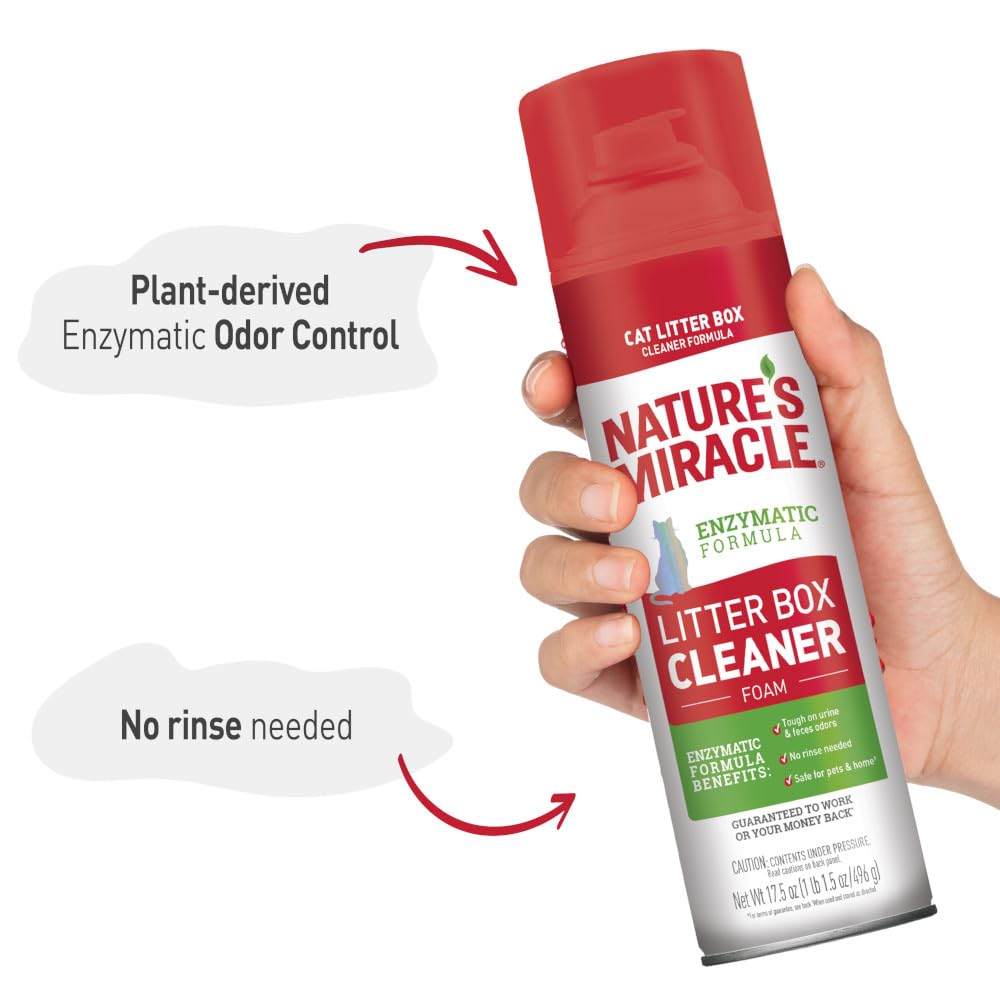 Nature'S Miracle Foam Litter Box Cleaner, Tough On Cat Urine Odors, Enzymatic Formula, 17.5 Oz