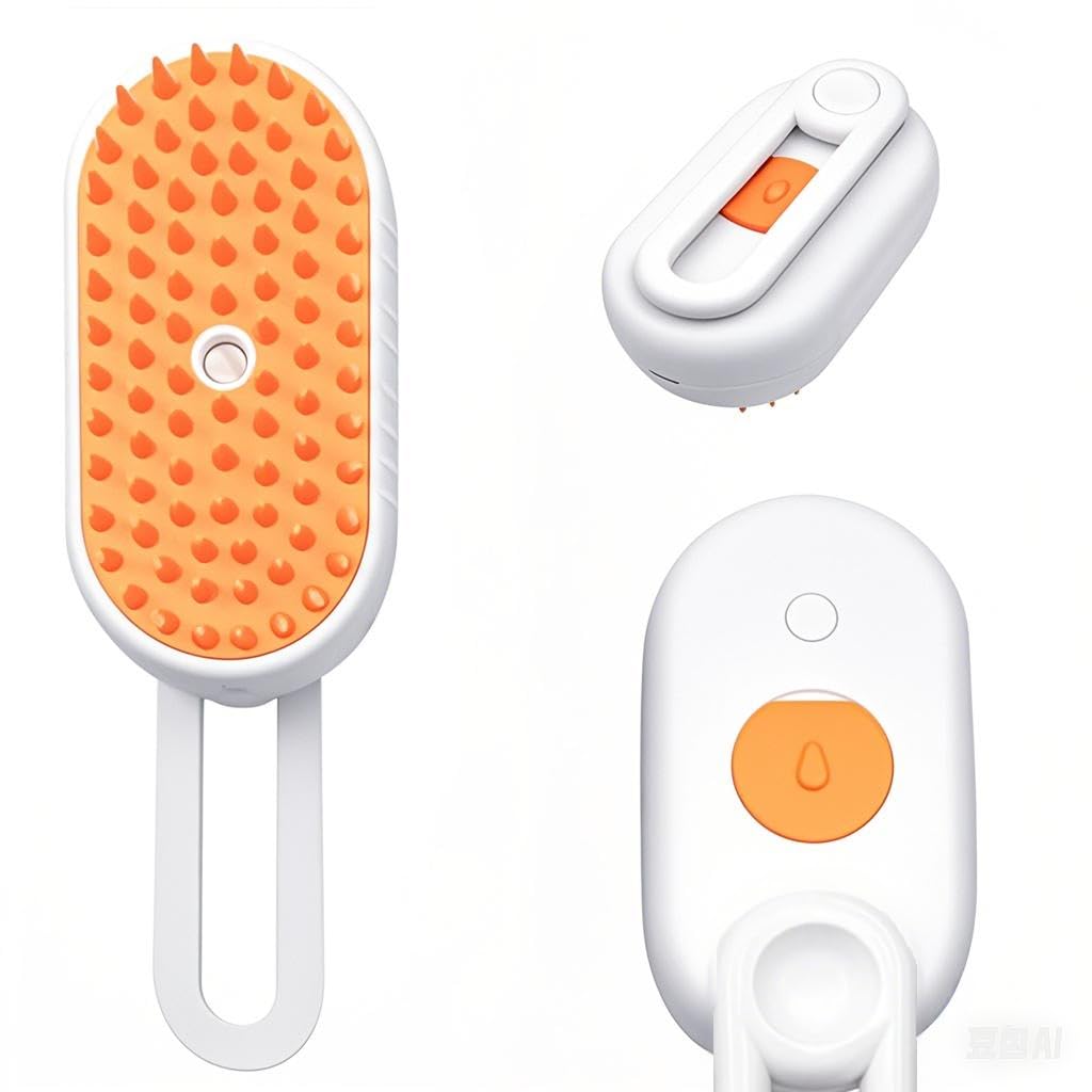 Cloud Care Cat Brush With Steam - 3-In-1 Self-Cleaning Pet Hair Brush For Shedding, 360 Rotating Arm, Detachable Silicone Bristl
