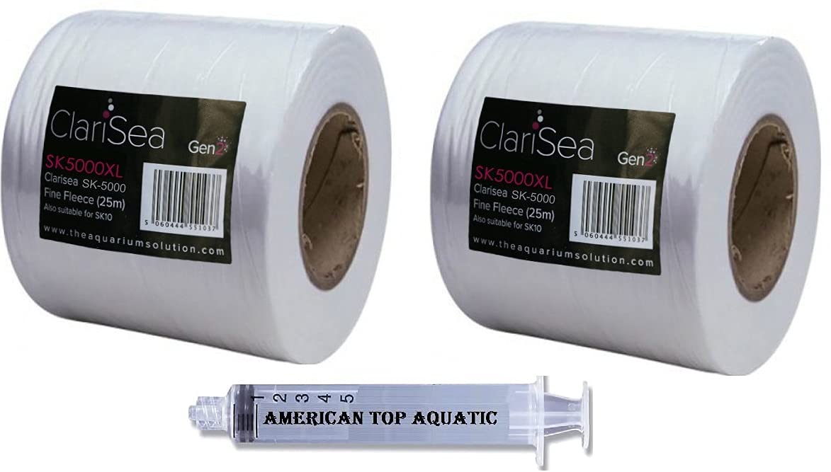 D-D The Aquarium Solution Clarisea Sk-5000Xl Replacement 6'' Roll Fine Fleece Xl (Gen 2) (Two Packs) Plus American Top Aquatic S