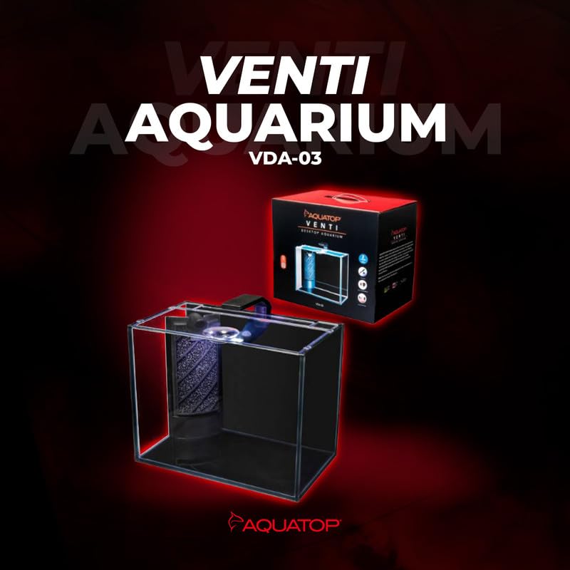 Aquatop Venti Professional Showcase Glass Aquarium Kit, 2-Gal – All-In-One Freshwater With Led Light - Breza Air Pump & Replaceable Filter Cartridge