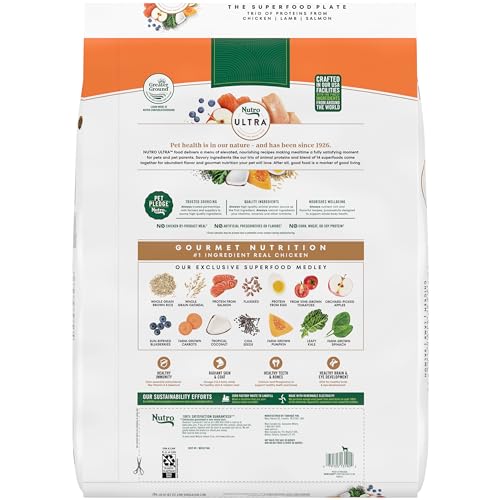 Nutro Ultra High Protein Dry Puppy Food, Trio of Proteins from Chicken, Lamb and Salmon, 22 lb Bag