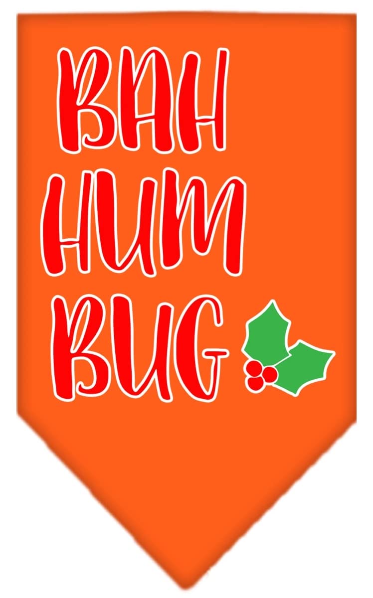 Christmas Pet and Dog Bandana Screen Printed, "Bah Humbug" Orange Small