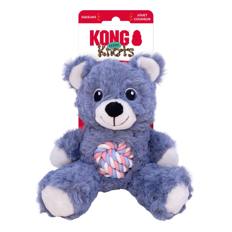 Kong Knots Teddy Bear - Knotted Rope Tummy And Tail - Soft Plush Dog Toy (Small)
