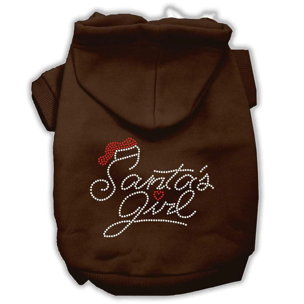 Christmas Pet, Dog & Cat Hoodie Rhinestone, 'Santa'S Girl' Brown Md (6-10 Lbs.)