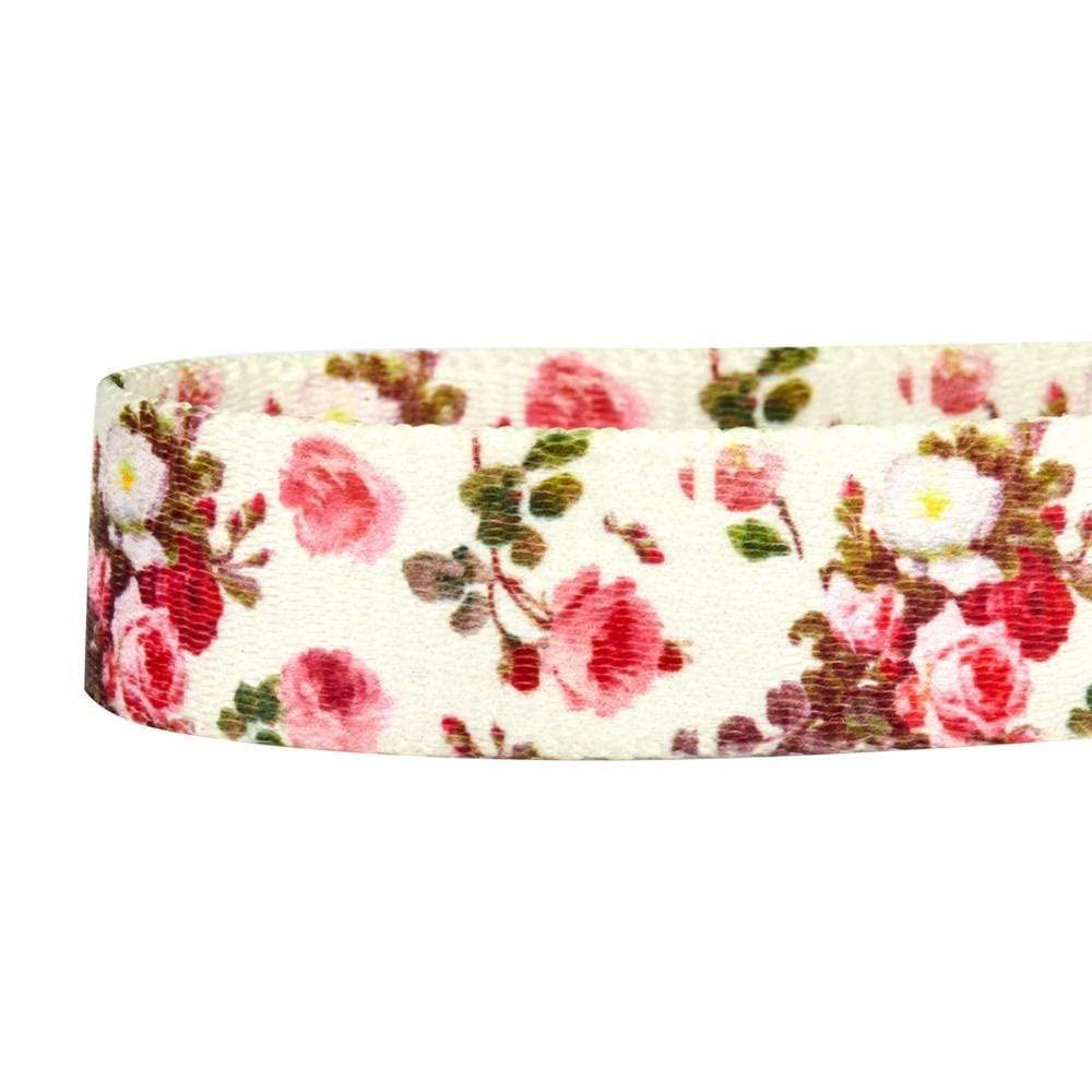Blueberry Pet Spring Scent Inspired Rose Print Martingale Safety Training Dog Collar, Ivory, Medium, Heavy Duty Adjustable Colla