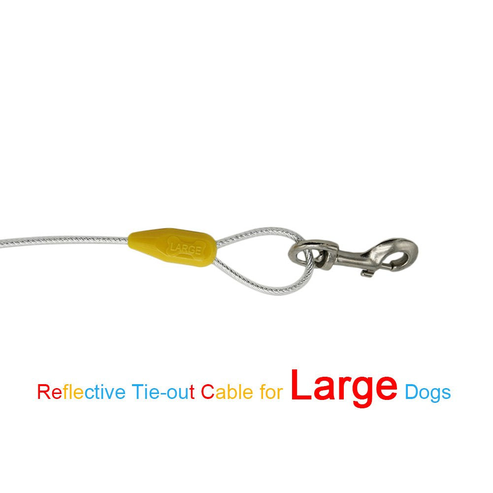 Petest 15Ft Reflective Tie-Out Cable For Large Dogs Up To 90 Pounds