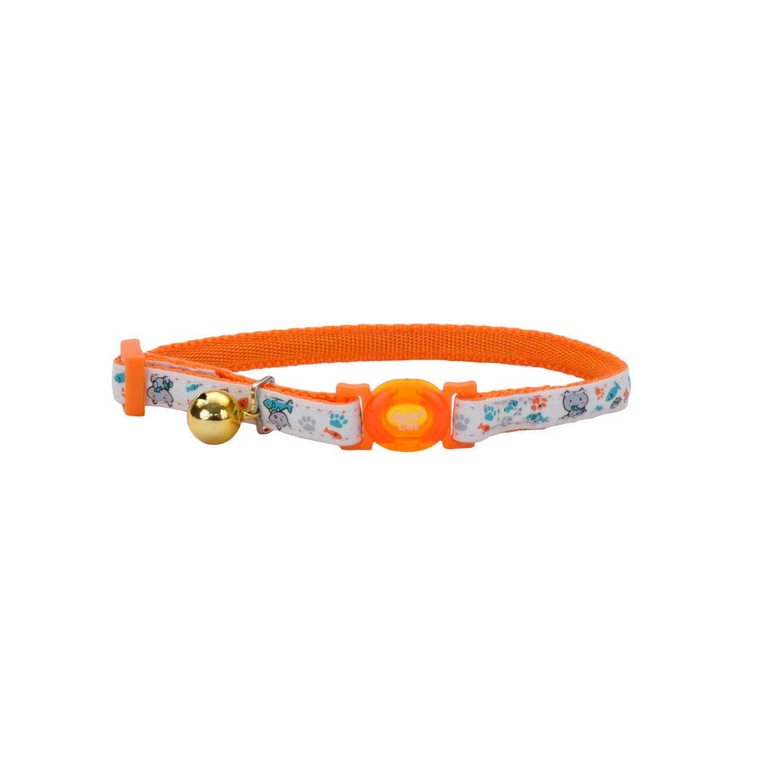 Coastal Pet - Safe Cat Glow In The Dark Adjustable Breakaway Collar - Glowing Orange Cat - 3/8' X 8'-12'