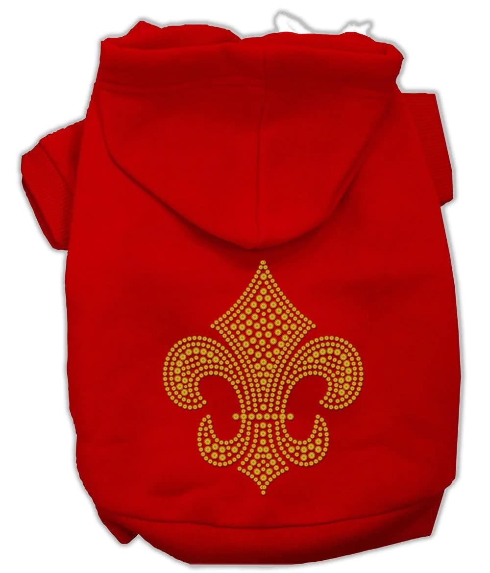 Mirage Pet Products 8-Inch Gold Fleur De Lis Hoodie, X-Small, Pink