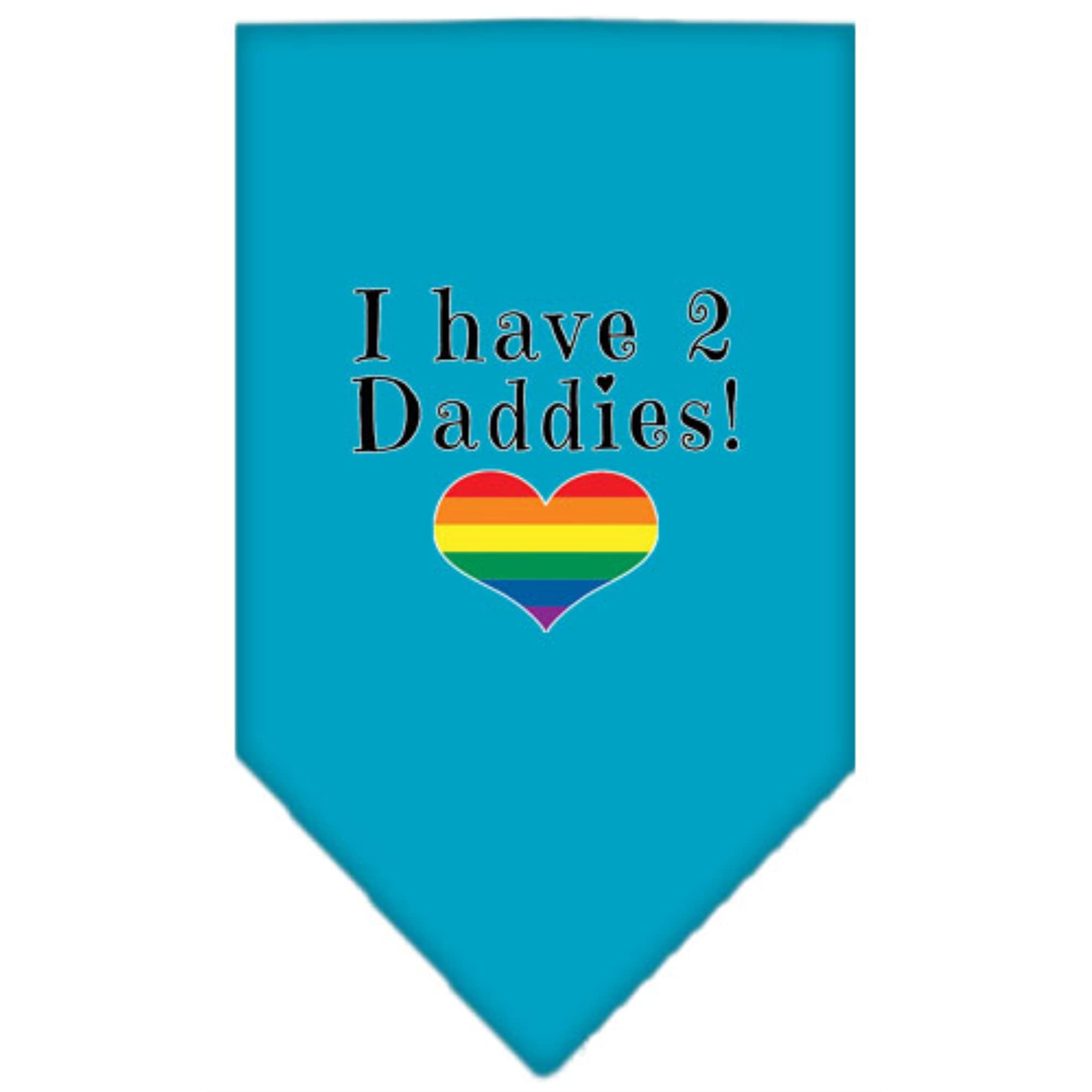 Mirage Pet Products I Have 2 Daddies Screen Print Bandana Turquoise Large