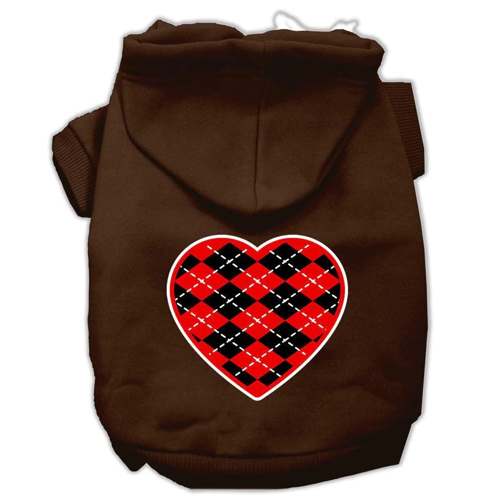 Mirage Pet Products 10&quot; Argyle Heart Red Screen Print Pet Hoodie, Small, Light Pink