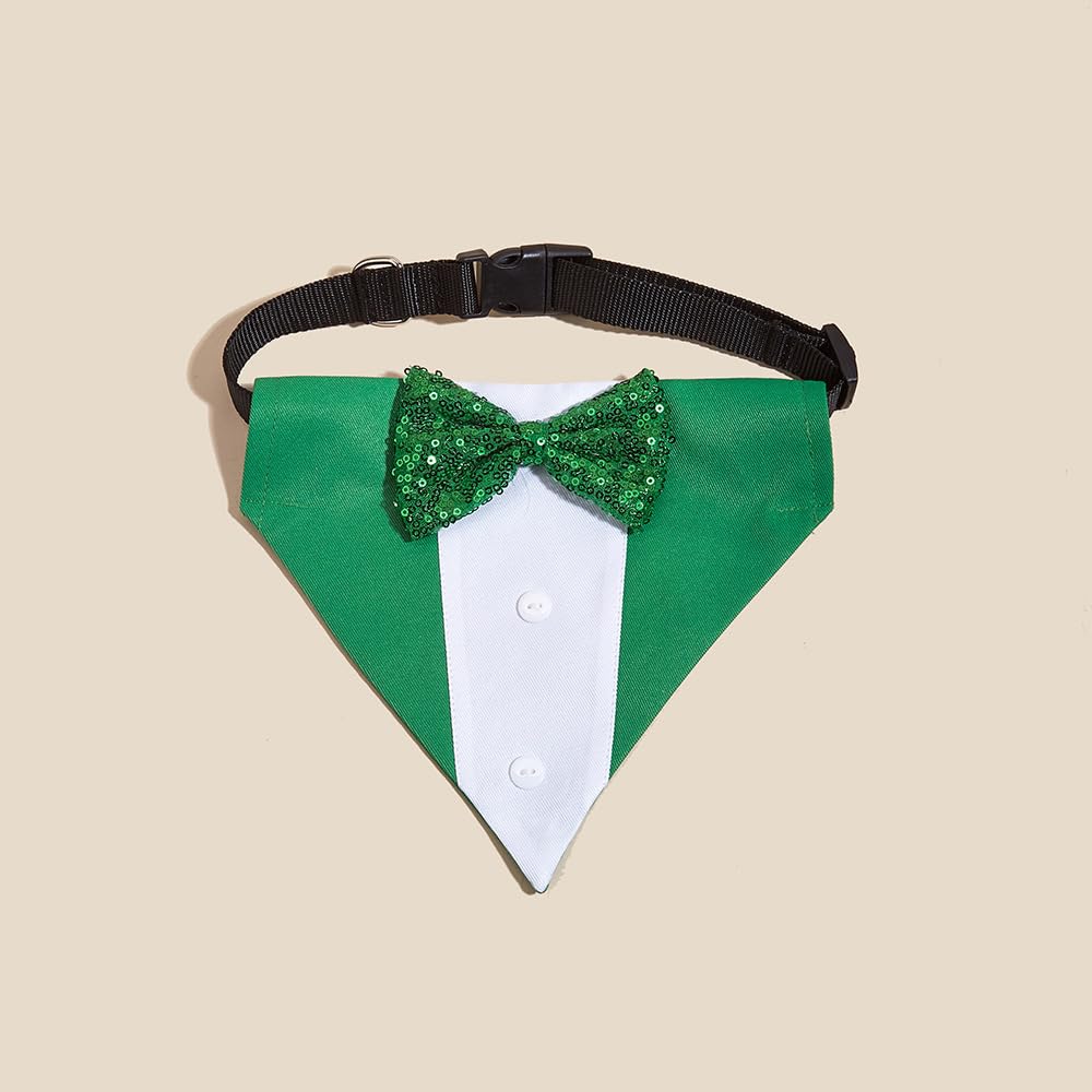 Bnibol Tuxedo Dog Collar For Wedding Engagement Birthday St. Patrick'S Day, Formal Dog Bandana Collar Costume With Bow Tie And A