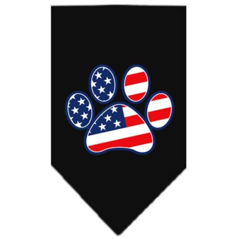 Pet and Dog Bandana Screen Printed, &quot;Patriotic Paw&quot; Black Small