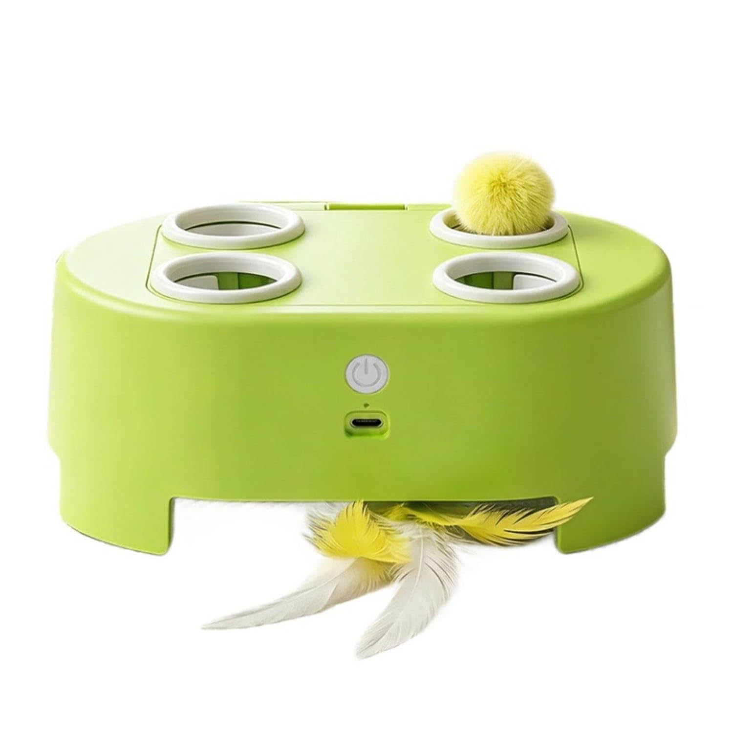Snappsy Automatic Cat Toy With Feather Teaser Rotating Electric Cat Toy Rechargeable Solo Play For Cats, Kittens, Indoor, Green