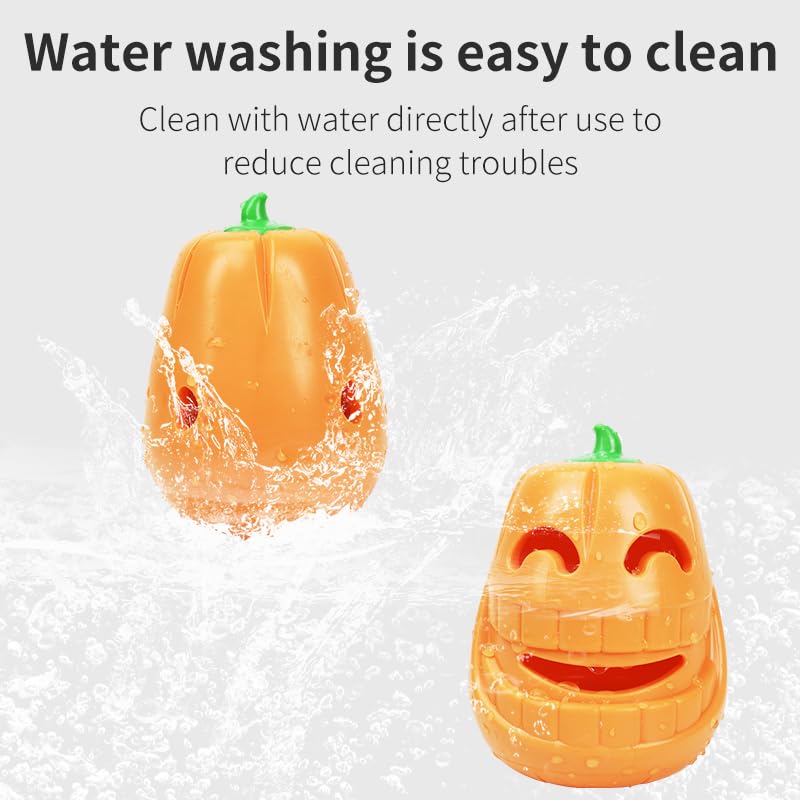 Histotree Dog Puzzle Toys Pumpkin Rubber Puppy Chew Toys Treat Food Dispensing Dog Toys for Teeth Cleaning Interactive Dog Toys