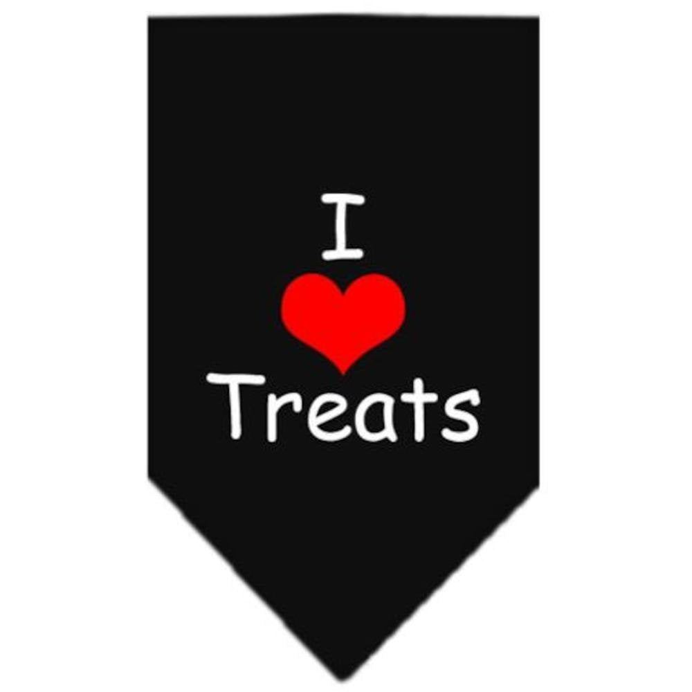 Mirage Pet Products I Heart Treats Screen Print Bandana for Pets, Small, Black