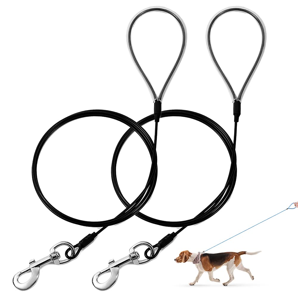 Mi Metty Chew Proof Dog Leash,6Ft Metal Cable,Metal Dog Leash Made Of Coated Wire Rope,Chew Resistant,Great For Medium Dogs And 