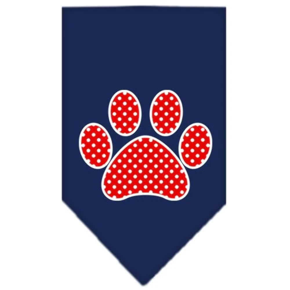 Pet and Dog Bandana Screen Printed, Red Swiss Dot Paw Red Large