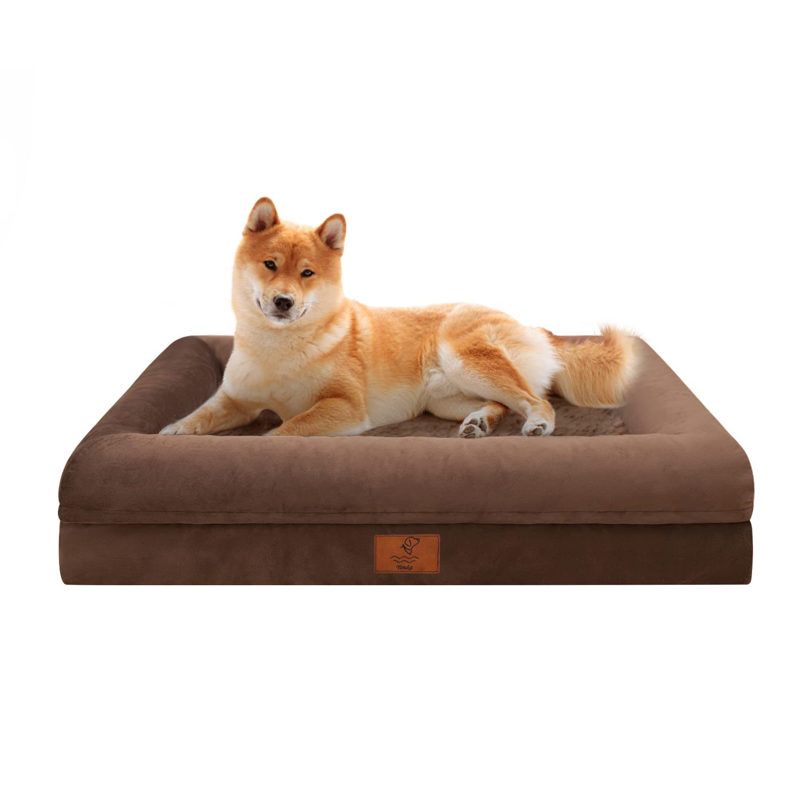 Yiruka Dog Beds For Medium Dogs, Orthopedic Dog Bed, Washable Dog Bed With [Removable Bolster], Waterproof Dog Bed With Nonskid Bottom, Doggy Bed, Medium Dog Bed