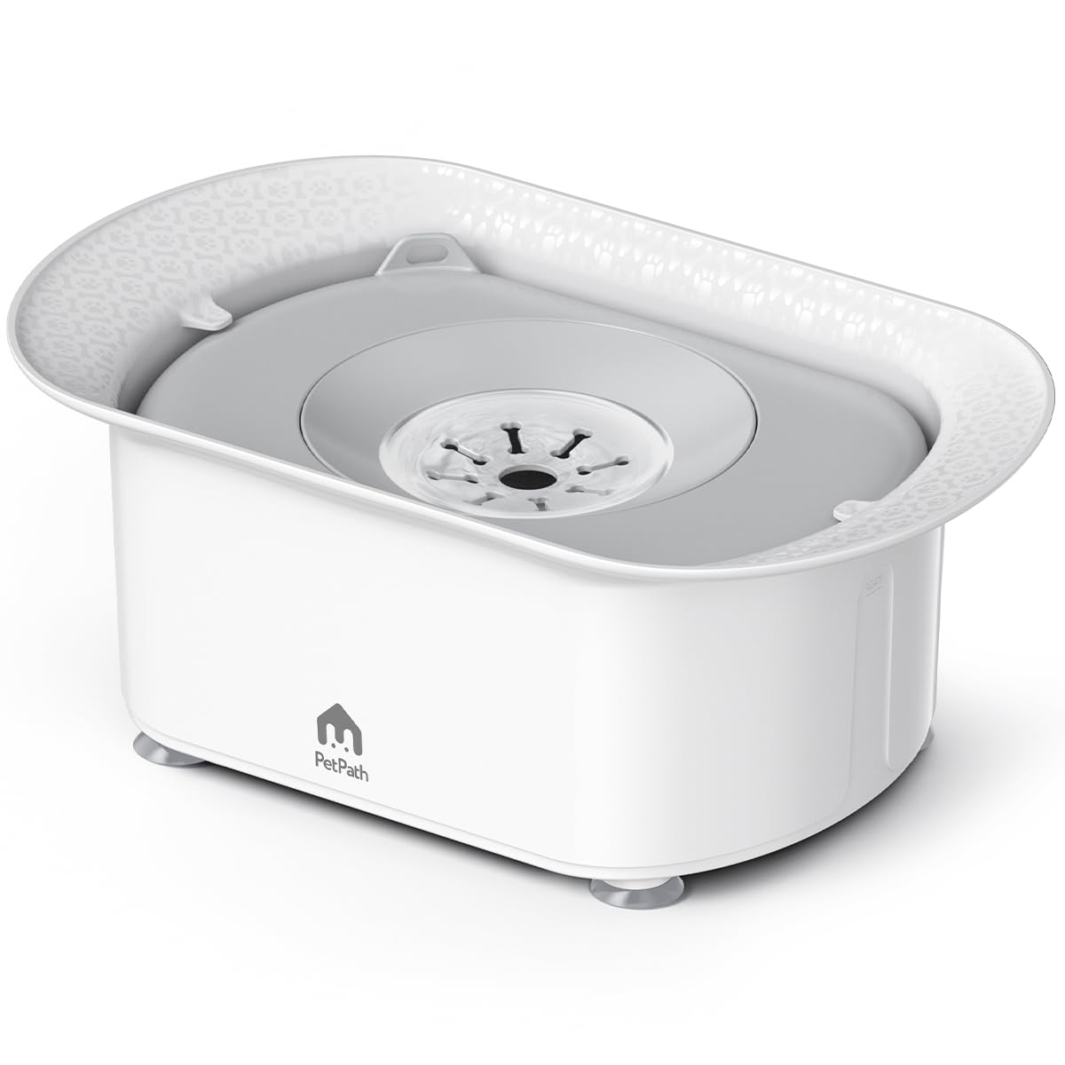 Petpath Dog Water Bowl 2.2L/75Oz - No Spill Splash-Proof Design, Anti-Slip Suction Base & Slow Flow Dripless Dispenser, Large Ca