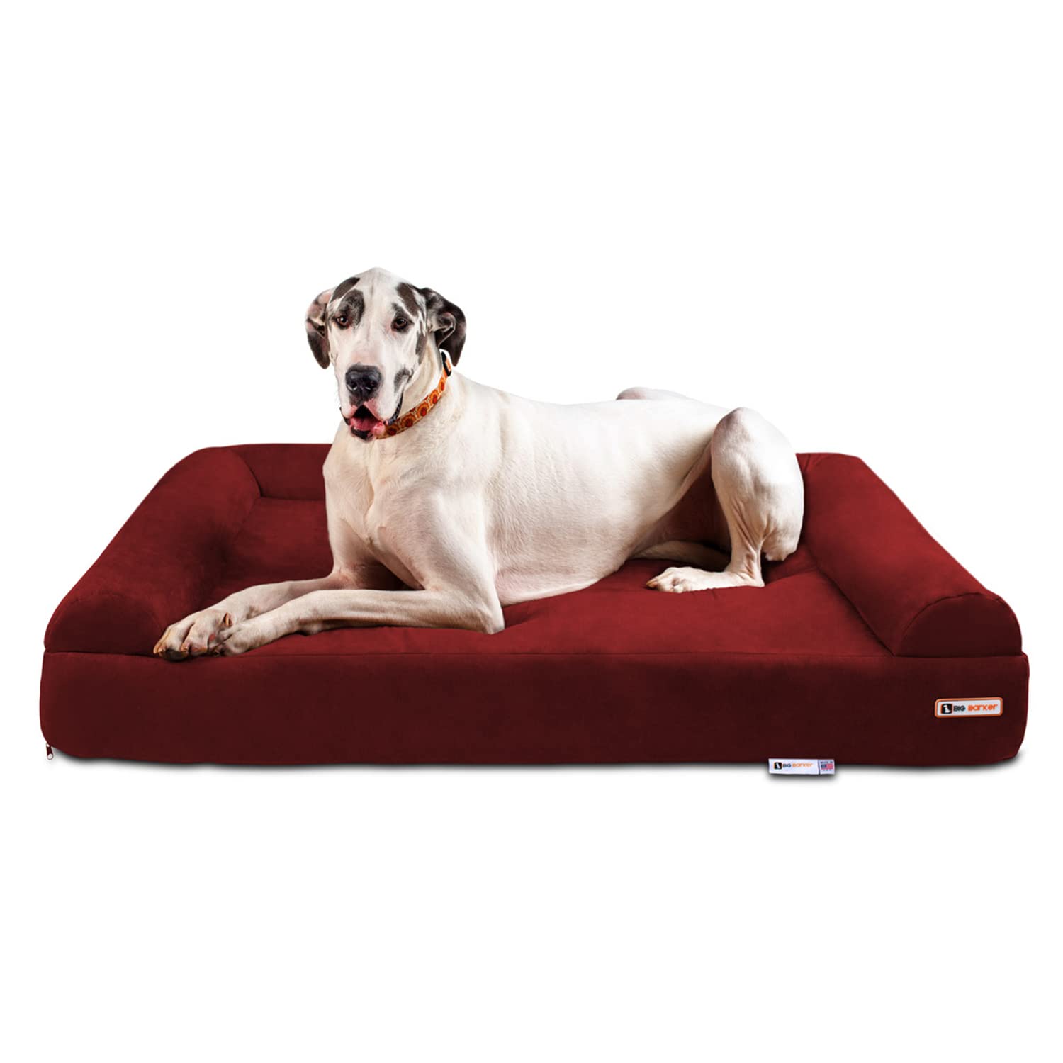 Barker Beds Giant Dog Sofa Bed (Giant, Burgundy) - 7'' Thick Soft & Comfortable Orthopedic Cushion - Durable Xxl Large Dog Bed -