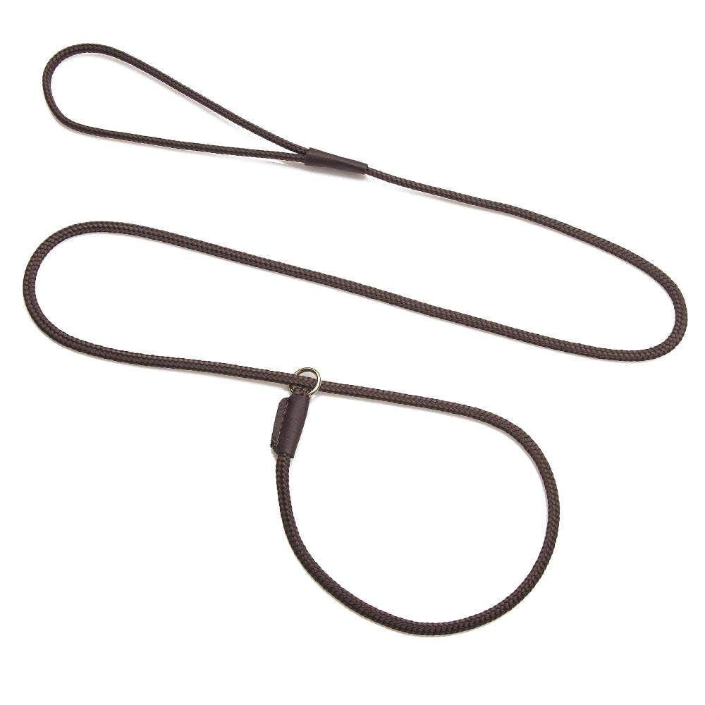 Mendota Pet Dog Show Slip Leash - Made In The Usa - Brown, 1/8 In X 54 In - For Small Breeds