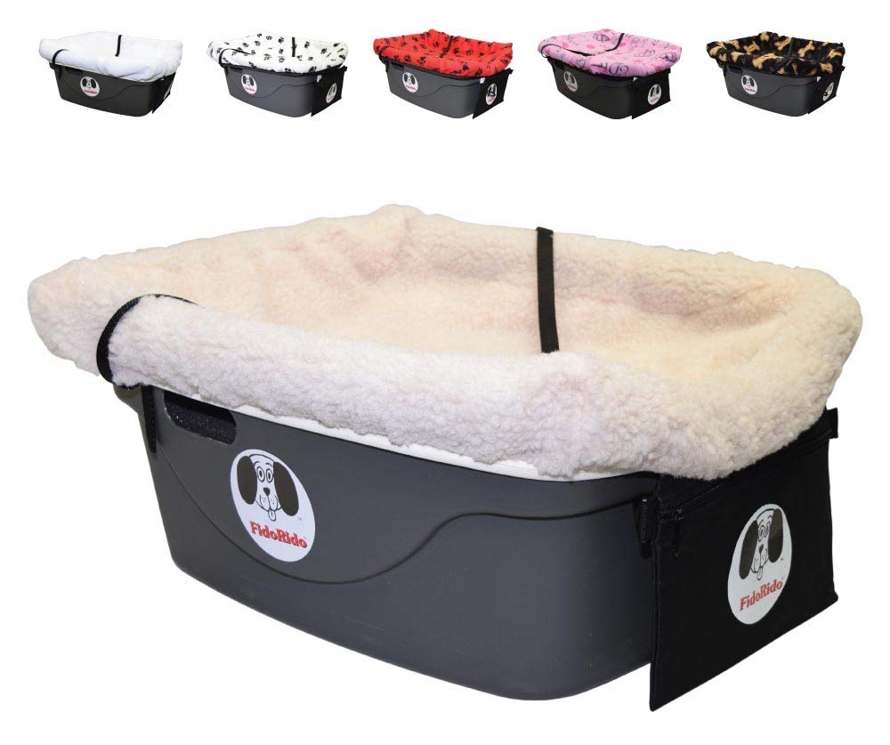 Fidorido Dog Car Seat - Pet Booster Seat For Small To Large Dogs With Comfortable Cushions, Sherpa Cover, And Safety Straps, Easy To Install, Ideal For Travel, Beige Sherpa - Large Harness