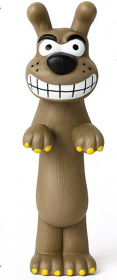WAGGYTAILS Standing Dog Squeaky Toy (Made in U.S.A) Durable Vinyl Chew Toy with Funny Cartoon Design, Interactive Training & Pla