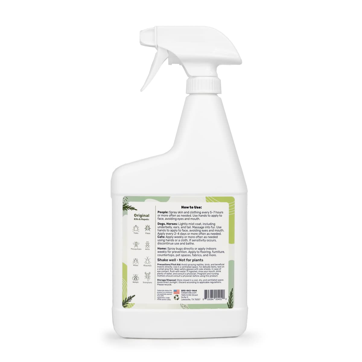 Cedarcide Original Bug Spray | Repel & Kill Fleas, Ticks, Mosquitoes, Mites, Ants & Chiggers | for use on People, Pets & Home |