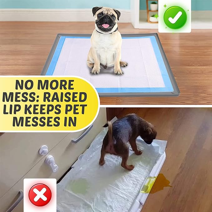 Tidyfriend Dog Pad Holder Tray For 36 X 36 Inches Training Pads - Silicon Wee Wee Holder, No Spill Pee Tray For Dogs - Easy To C