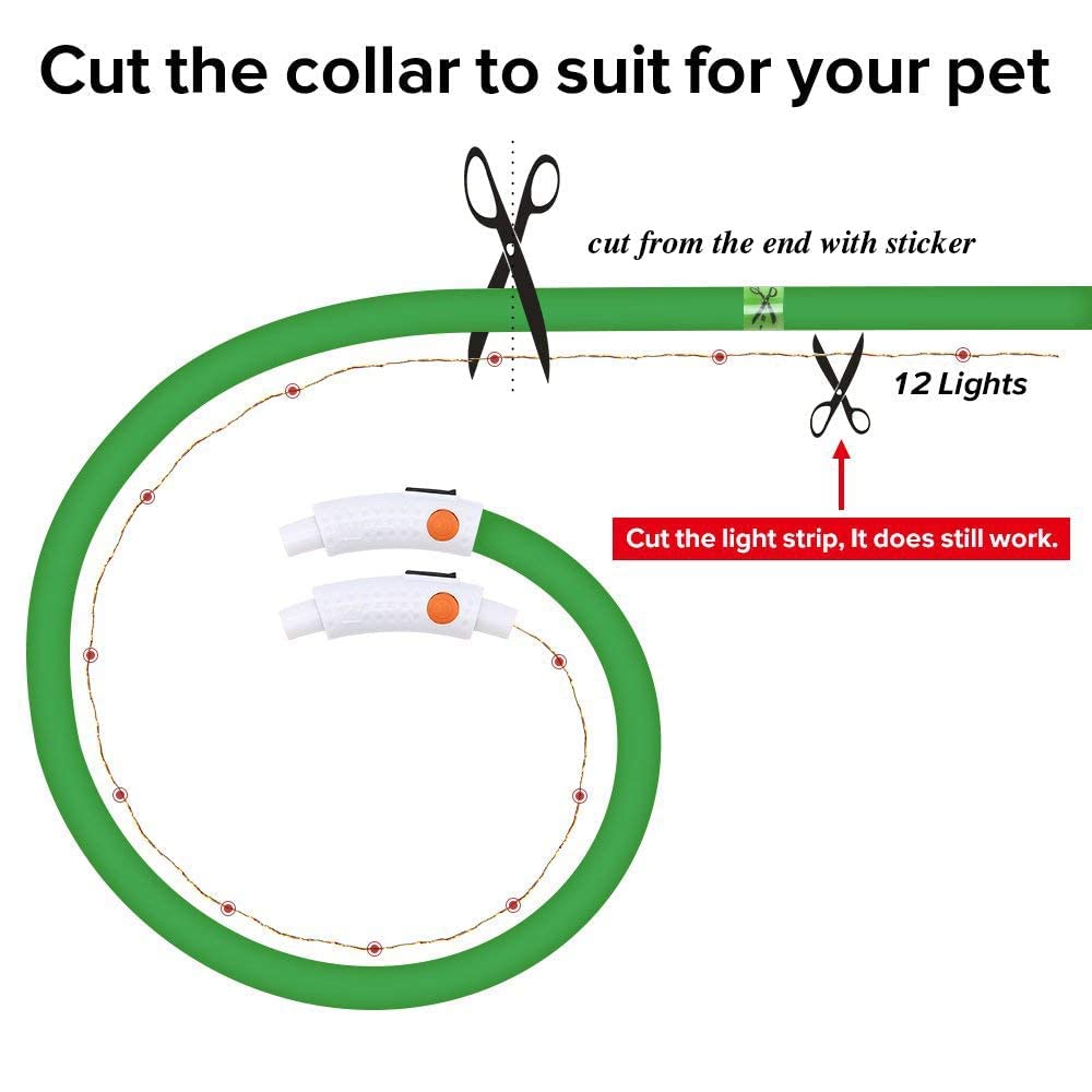 Higo Light Up Dog Collars - Rechargeable Led Dog Collar, Glowing Puppy Collar, Silicone Led Pet Collar, Flashing Dog Lights For Night Walking (Green)