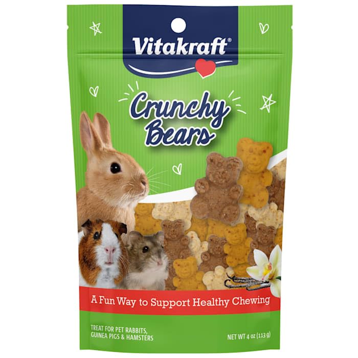 Vitakraft Crunchy Bears Small Animal Treat - Made With Real Vegetables - For Rabbits, Guinea Pigs, And Hamsters, Brown, 4.00 Ounce (Pack Of 1)