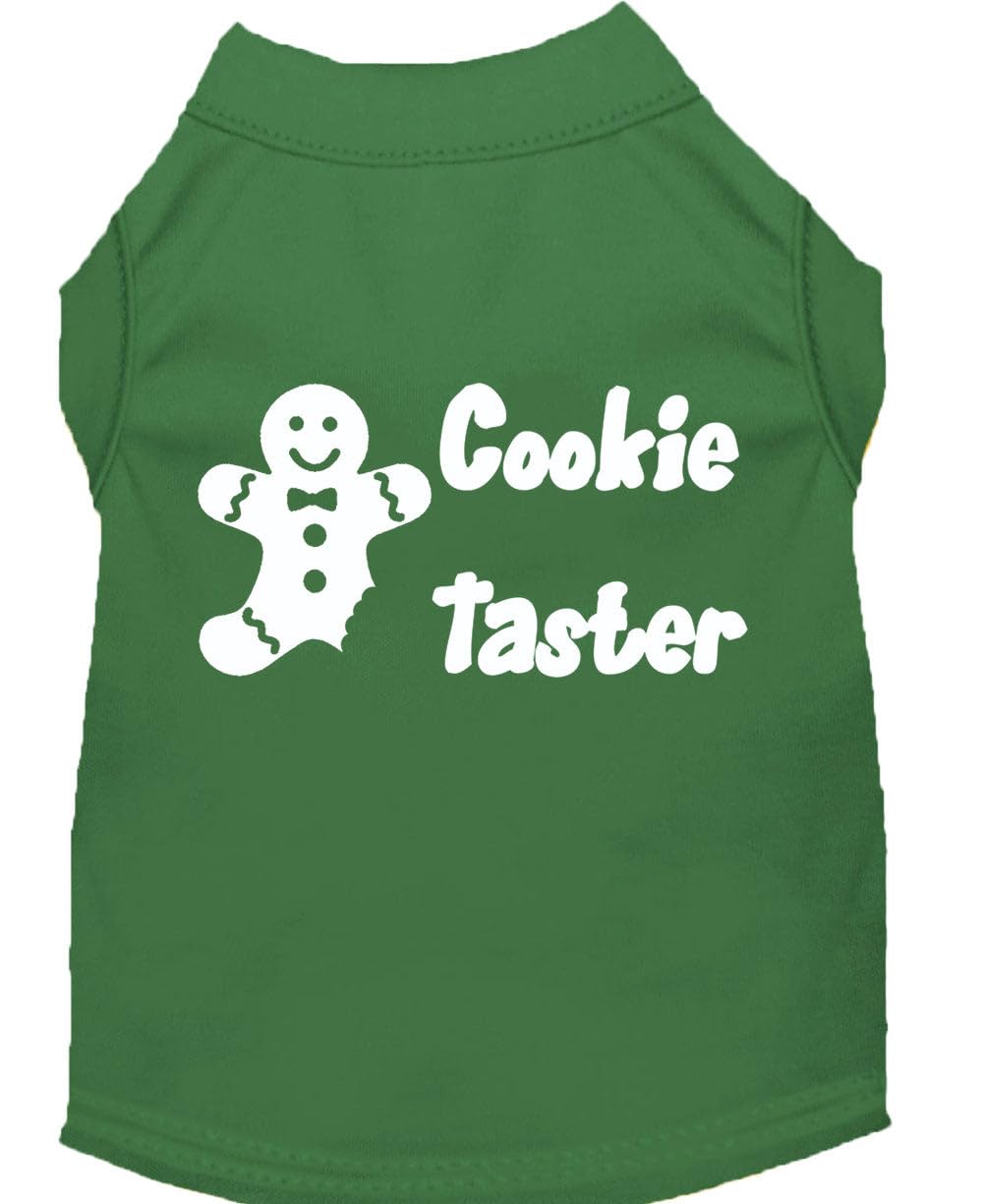 Christmas Pet Dog & Cat Shirt Screen Printed, &quot;Cookie Taster&quot; Emerald Green 3XL (25-35 lbs.)