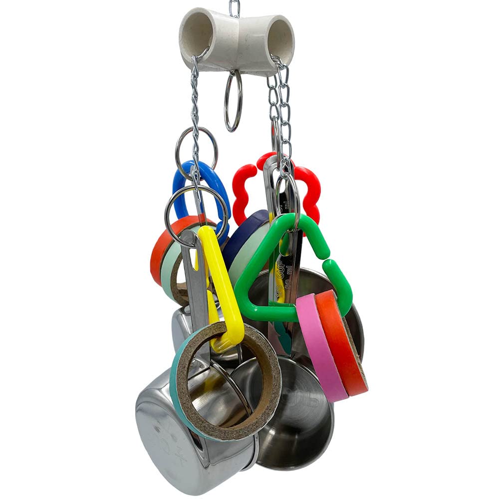 Gilygi Stainless Steel Chewable Parrot Toys With Pullable Pots, Cardboard Rings - Durable Bird Toys For Medium And Large Parrots Amazons, Mini Macaws, African Greys, Cockatoos, Eclectus