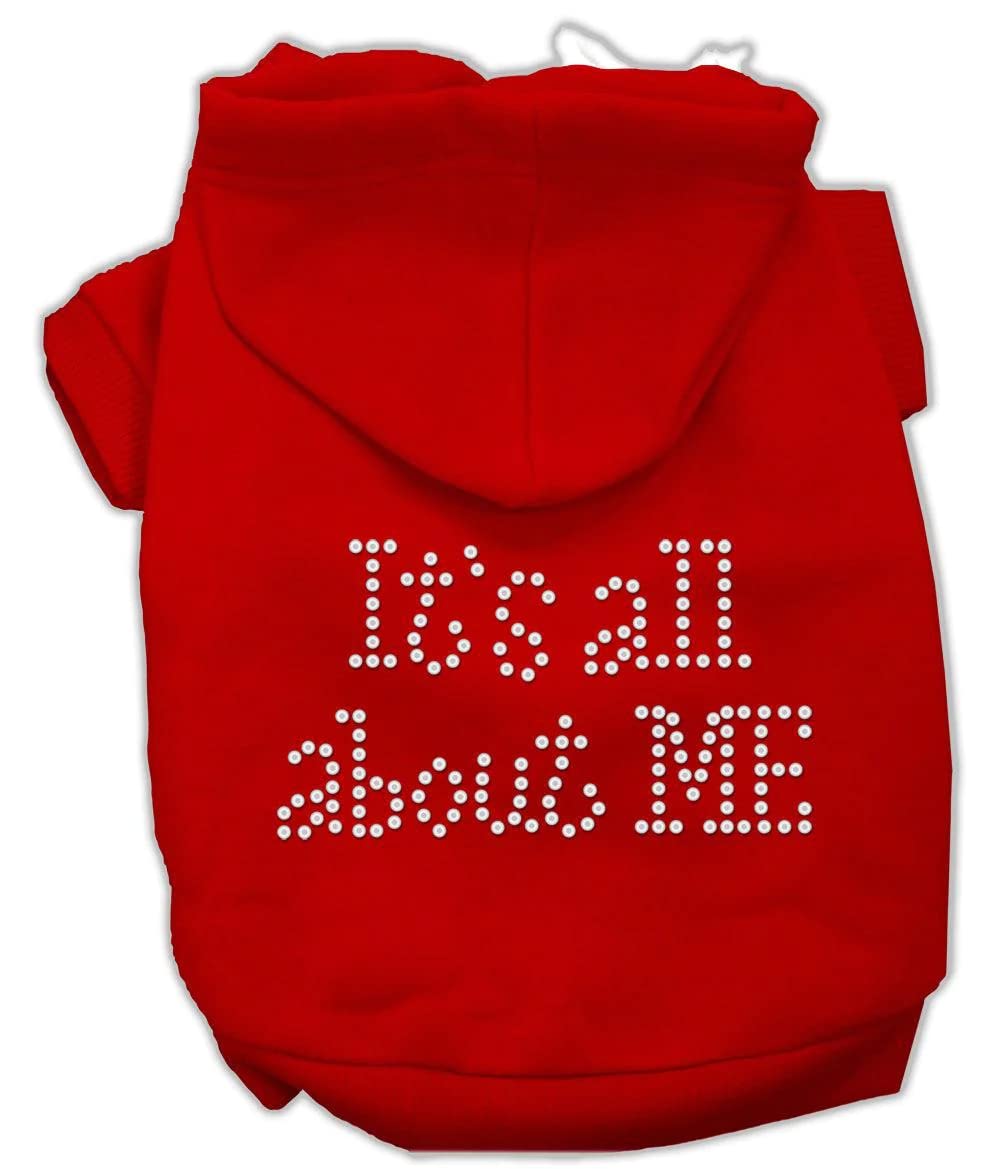 Mirage Pet Products 14-Inch It's All About Me Rhinestone Hoodies, Large, Red