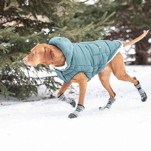 Gf Pet The Elasto-Fit Puff Parka - Ultra-Warm Insulated Dog Jacket For Dogs | Weather-Resistant | Stylish Winter Coat For Pets | Adjustable Fit Dog Outerwear - 3Xl, Teal