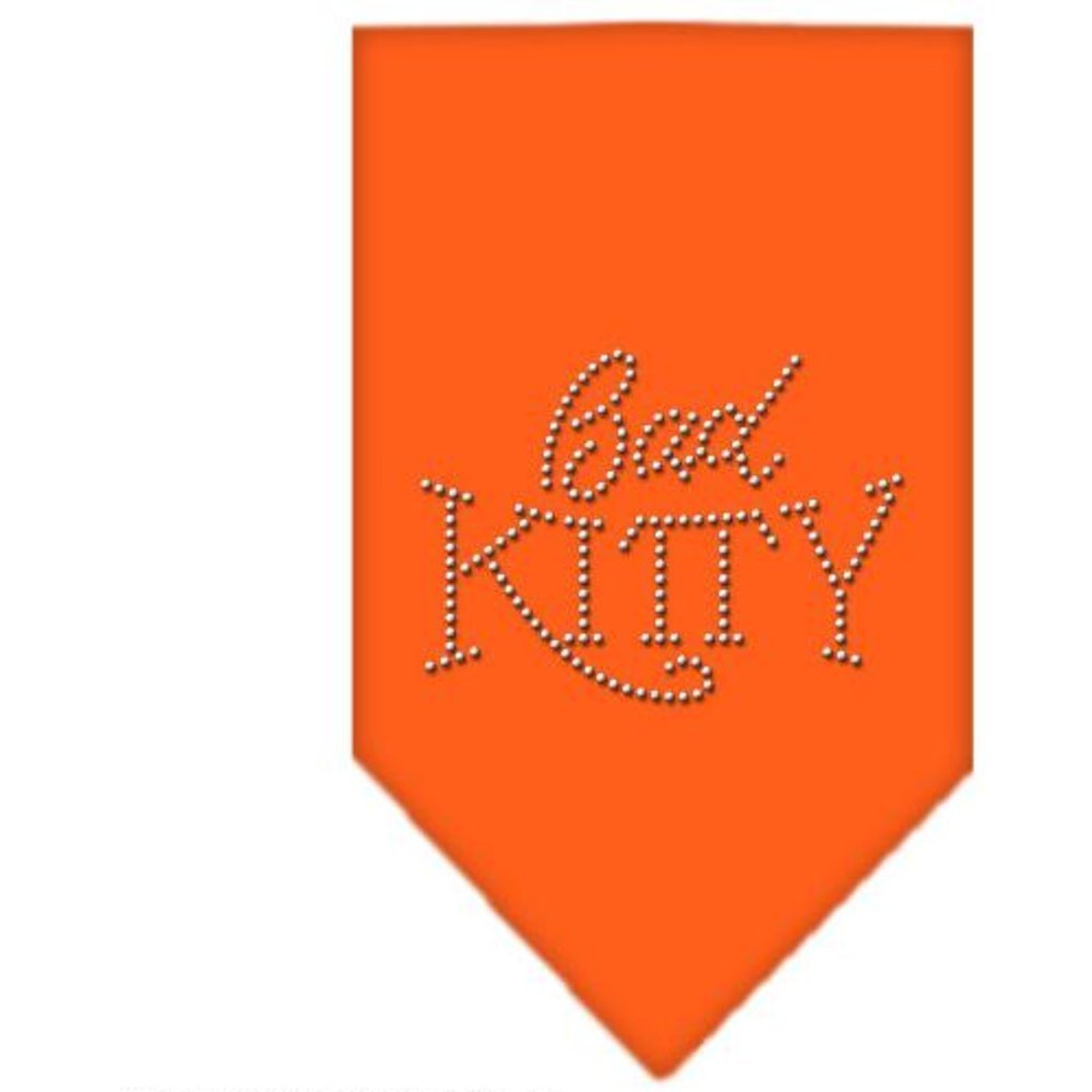 Pet and Dog Bandana Rhinestone, &quot;Bad Kitty&quot; Orange Small