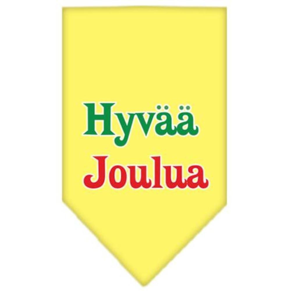Christmas Pet and Dog Bandana Screen Printed, &quot;Hyvää Joulua&quot; Yellow Small