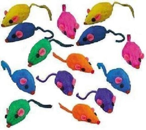 Zanies 20 X Cat Toy Rainbow Fur Mice That Rattle