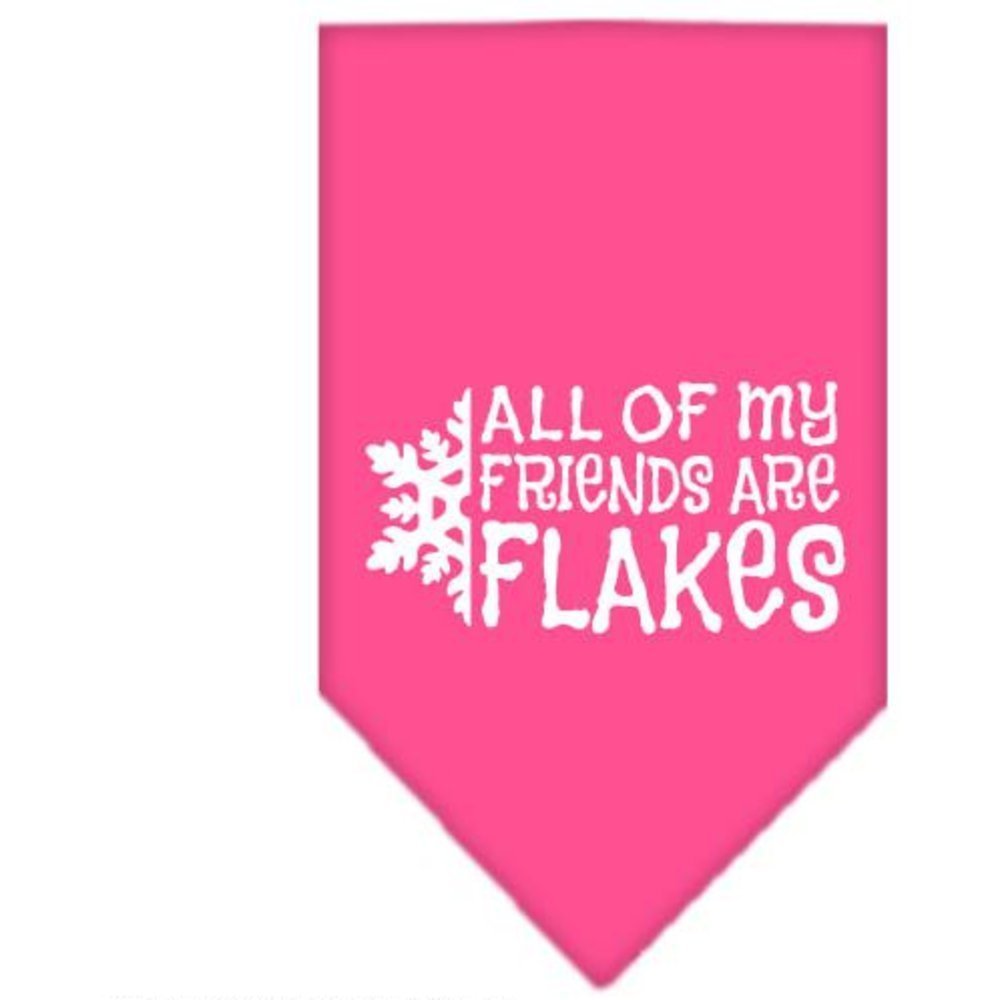 Christmas Pet and Dog Bandana Screen Printed, &quot;All Of My Friends Are Flakes&quot; Bright Pink Large
