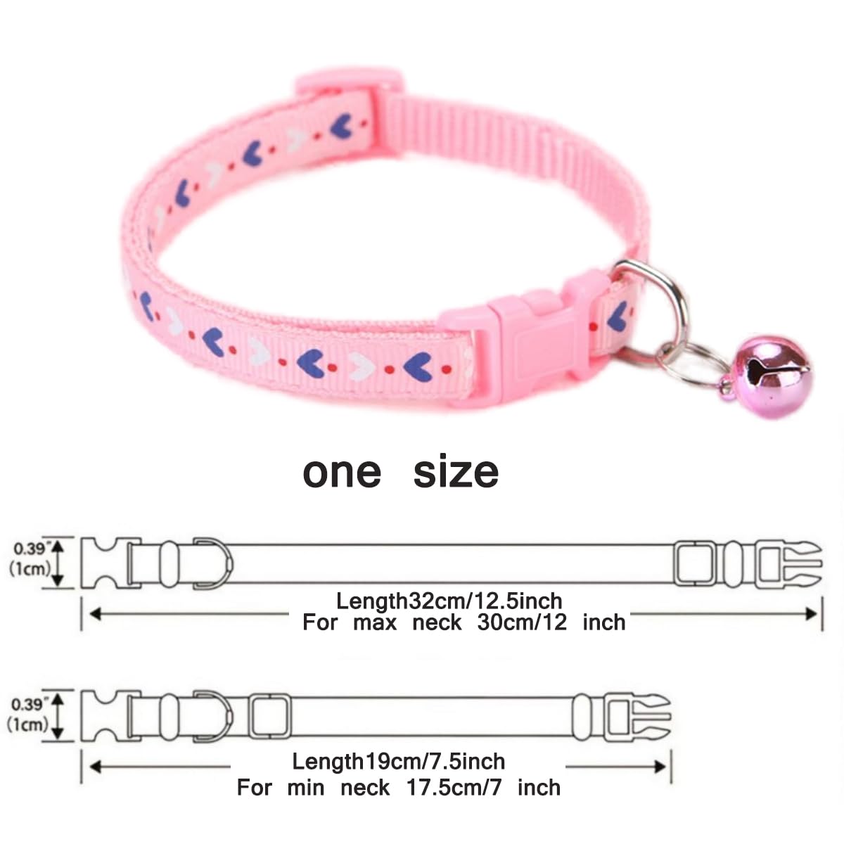 Xxs Dog Collar With Bell,Soft Nylon Identification Pink Cat Collar Girl Puppy Collar With Bells Adjustable Buckle For Xxs Xs Tin