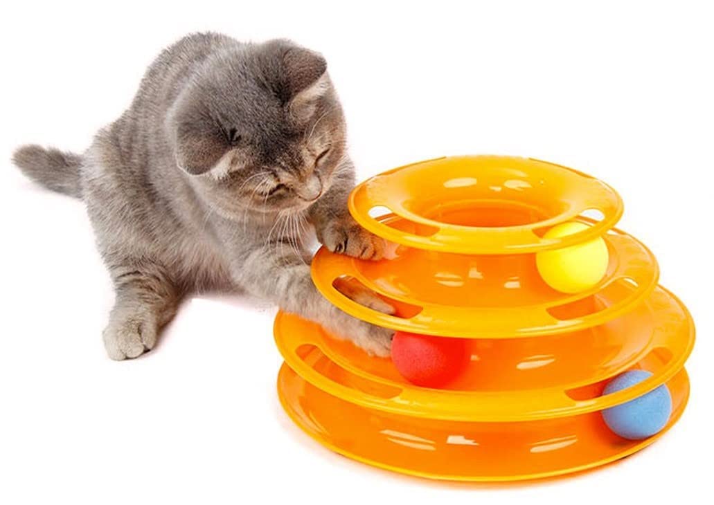 Pups&Pets Cat Tower Of Track  Interactive Cat Ball Toy, Exerciser Game, Teaser, AntiSlip, Suitable For Multiple Cats  Color M