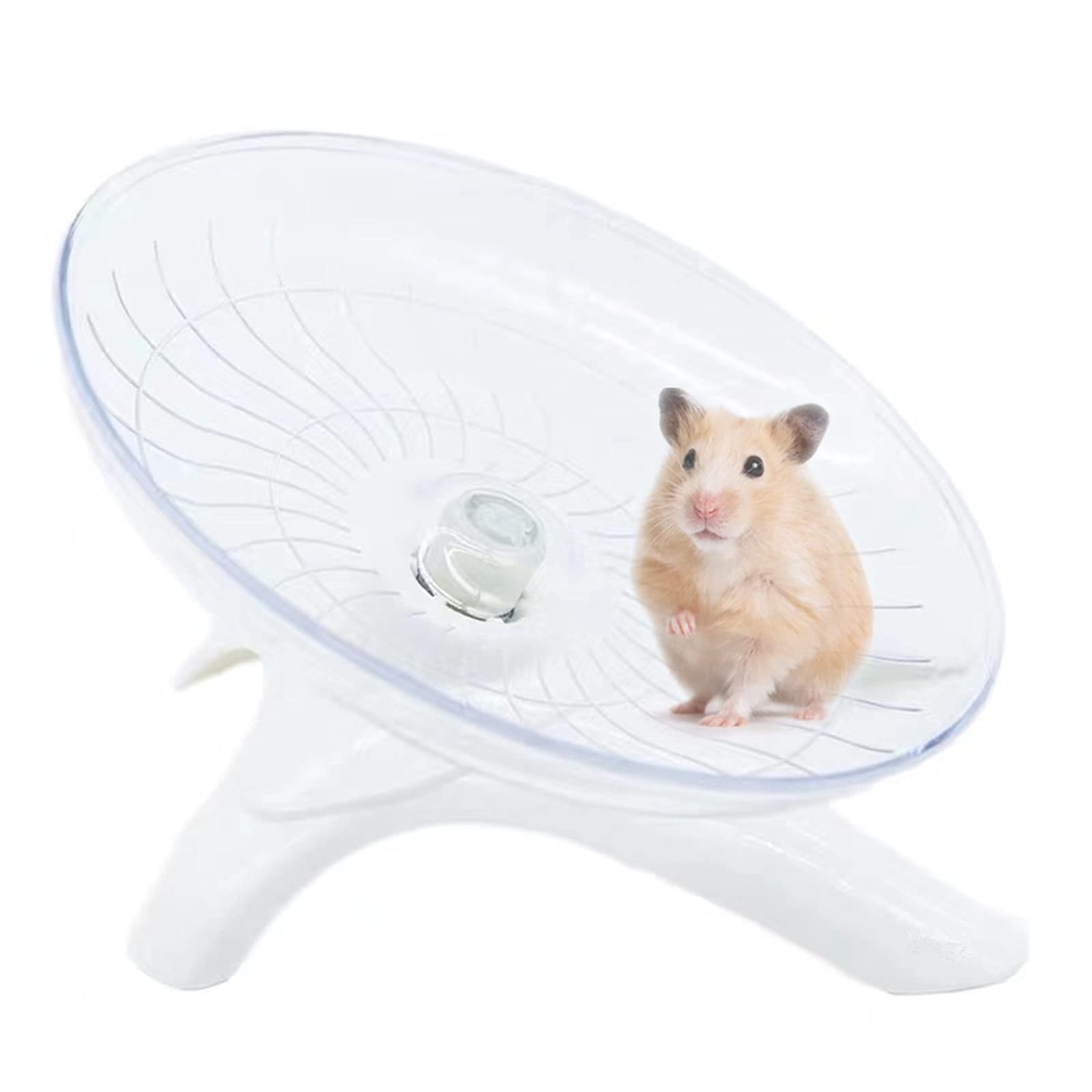 Hamster Flying Saucer Silent Running Exercise Wheel For Hamsters, Gerbils, Mice,Hedgehog And Other Small Pets Silent Running Wheel Hamster Wheel (White)